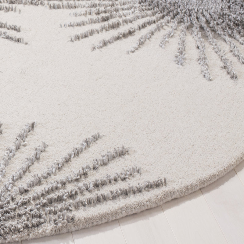 Tapis abstrait en laine et viscose touffetés à la main Amier, Rectangle 7 pi 6 po x 9 pi 6 po