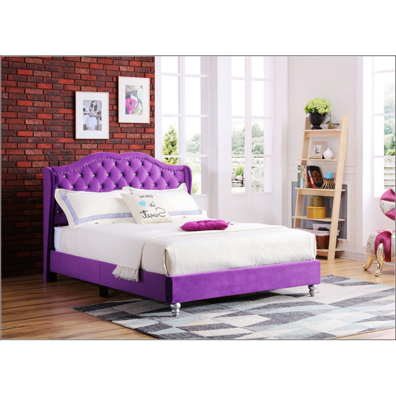 Transitional Purple Upholstered Full Bed