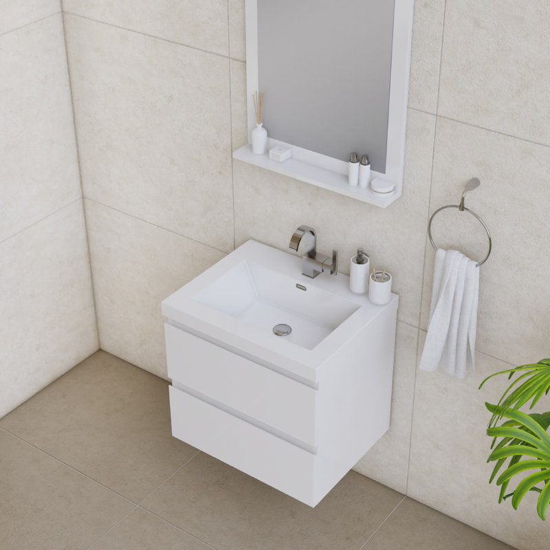 Arjina 30'' Single Bathroom Vanity with Solid Surface Top, White
