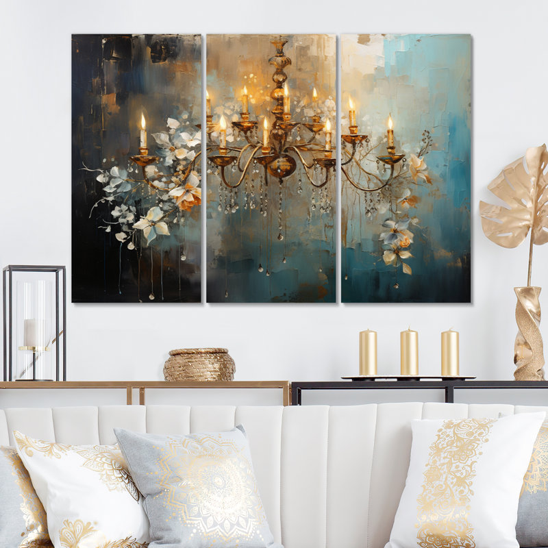 Lustre murmure luminescente pointillisme 3 pièces, H 32 po x l 48 po x P 1 po