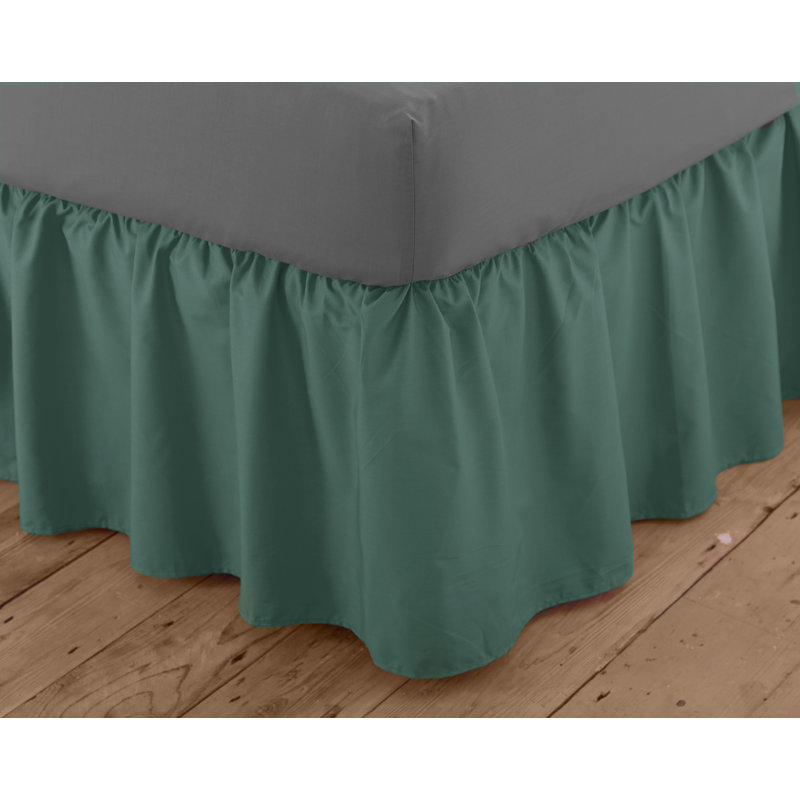 Margret Ruffled Bed Skirt, Bottle Green, Single (3')