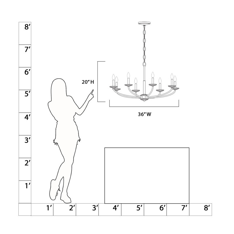 Mercer41 Lobianco - Chandelier, 8, 20.13" H x 36" W x 36" D