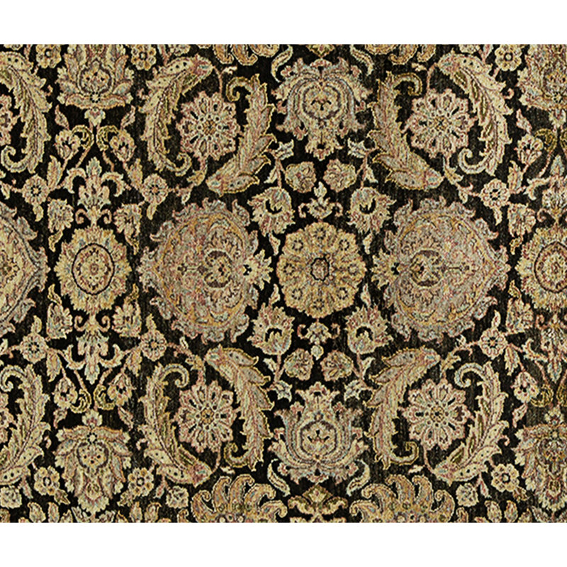High-Quality Hand-Knotted Black And Cream Area Rug
