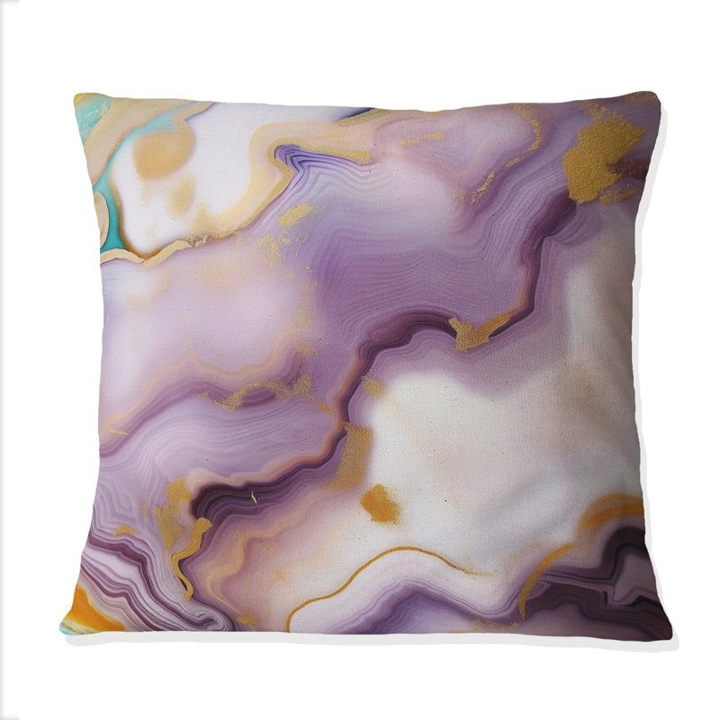 Coussin décoratif à imprimé de formes abstraites liquides et mauves