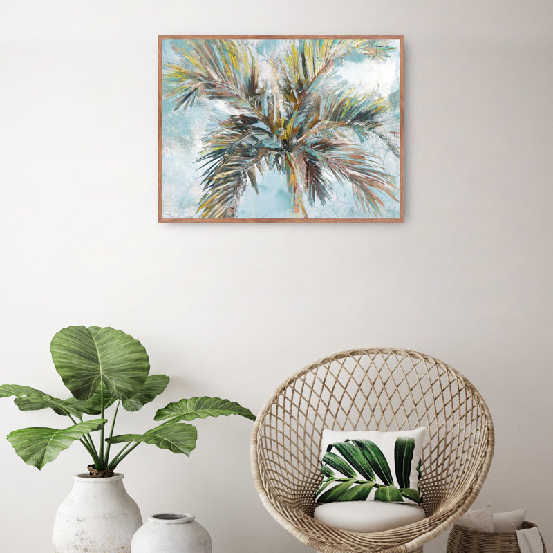 «Inlet Palms» par Studio Arts, impression sur toile, palmier tropical, Toile encadrée, H 31 po x l 41 po, Taupe