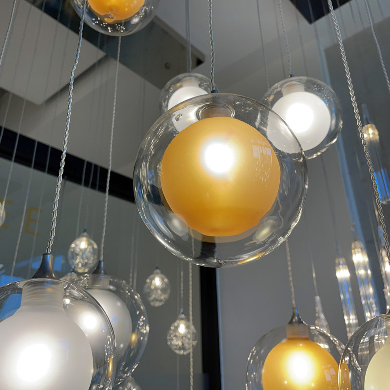 Reflection Moon 34 - Light Pendant, 144" H x 32" W x 32" D, Frosted Amber/Frosted White, White