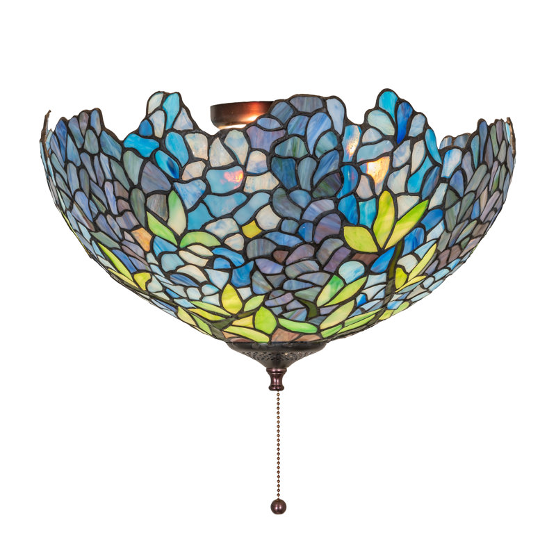 16" Wide Tiffany Wisteria Fan Light Fixture