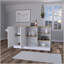 Îlot de cuisine 2 portes blanc et bois de frêne avec 3 tablettes ouvertes