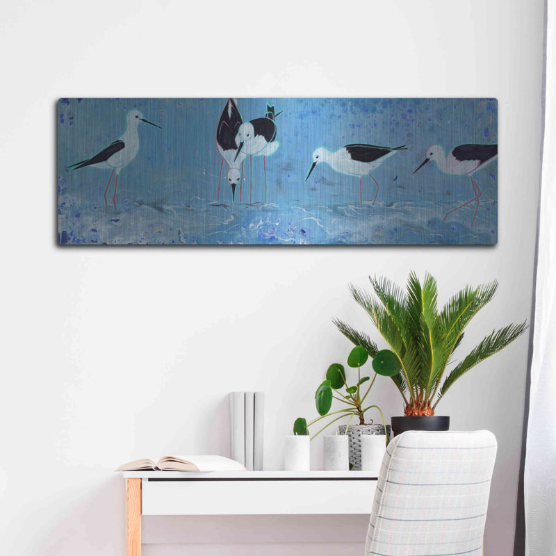 «Long Legged Waders» par Angela Bond, H 16 po x l 48 po
