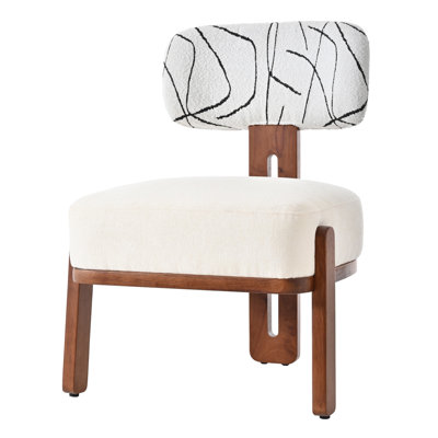 Ensemble de 2 chaises d'appoint modernes du milieu du siècle avec dossier divisé, chaises de salle à manger avec structure en bois d'hévéa, de couleur crème beige et gris clair.