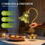 Lampe de table à fleurs 13,5 po avec abat-jour en verre vert pour table de chevet, patio, camping