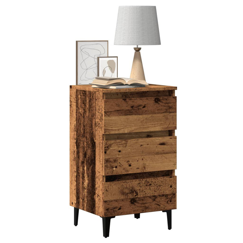Pythagoras 40cm W Particle Board / Chipboard Bedside Table, Old Wood