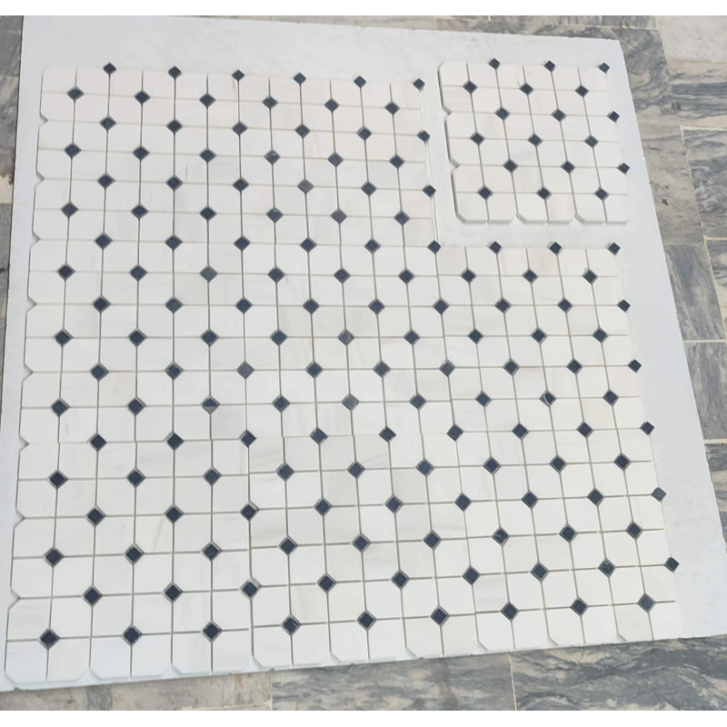 2 po HEX BIANCO DOLOMITE AVEC NOIR