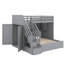 Lit superposé avec escalier de rangement, garde-robe, éclairage DEL et USB, lit superposé multifonctionnel avec tablettes ouvertes-1208456259