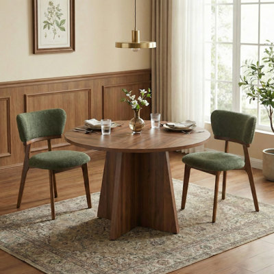 Rohun 47.2"L Round Modern Kitchen Dining Table Set With 32.1"H Dining Chair