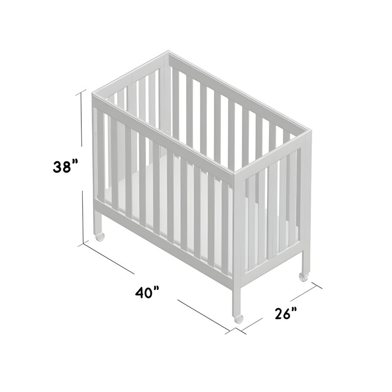 Hiltz Foldable Portable Crib With Mattress, White