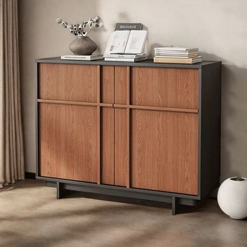 Armoire d'appoint en bois simple et moderne, H 35,43 po x l 39,37 po x P 15,74 po, Noir, noir, noir, noir