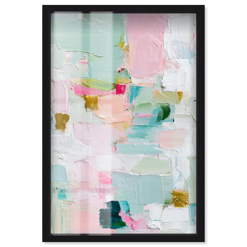 «Mint and Rose Blush I Shadowbox Print» par Art Remedy, cadre noir, 36 x 54, Cadre noir, H 55 po x l 37 po