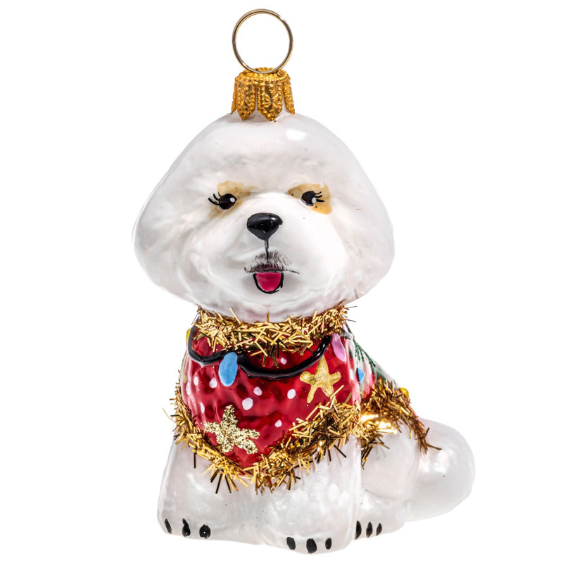 Bichon Frise in Ugly Christmas Sweater
