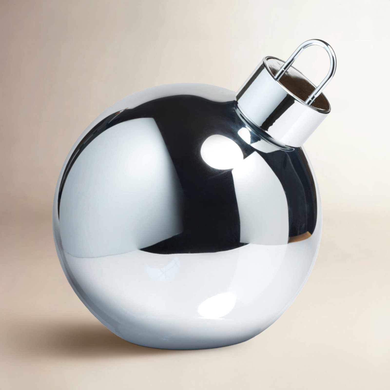Lighted Glass Slanted Ball Holiday Accent, 11.75" H x 11.75" W x 11.75" D, Silver