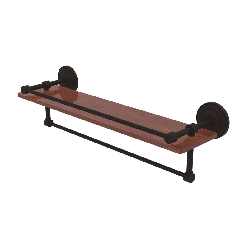 Leamore Bracket Shelf with Towel Bar, Oil Rubbed Bronze, 5" H x 22" W x 5" D