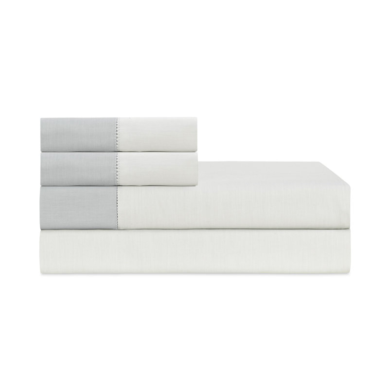 Doppio Sateen Sheet Set, Blue Gray CH, Twin Sheet Set