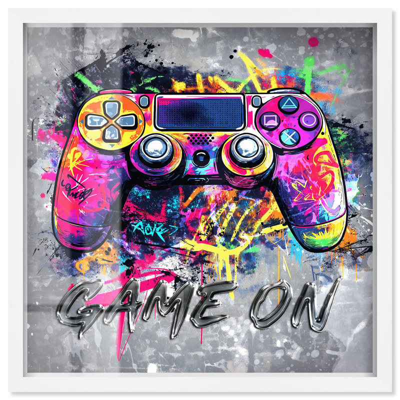 «Game On Shadowbox Print Sneaker», art mural par Art Remedy, H 31 po x l 31 po, Blanc