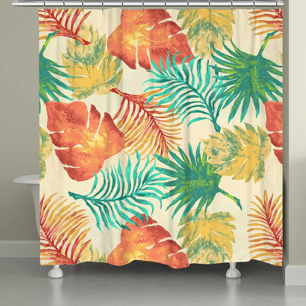 Suhel Tropical Palm Leaves Single Shower Curtain Bayou Breeze 