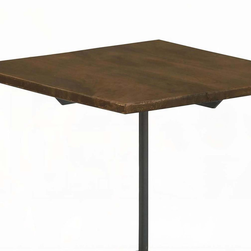Table d'appoint brun foncé et bronze industriel avec pieds en trépied