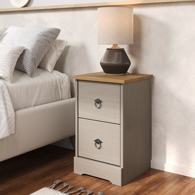 Crespo 2-Drawer Compact Bedside Cabinet, Wax Finish, 35cm