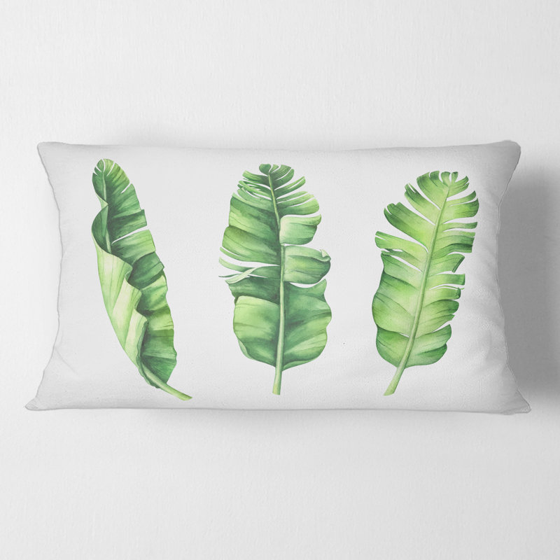 Rectangle, ensemble de feuilles de bananier tropical - coussin décoratif imprimé maison de campagne