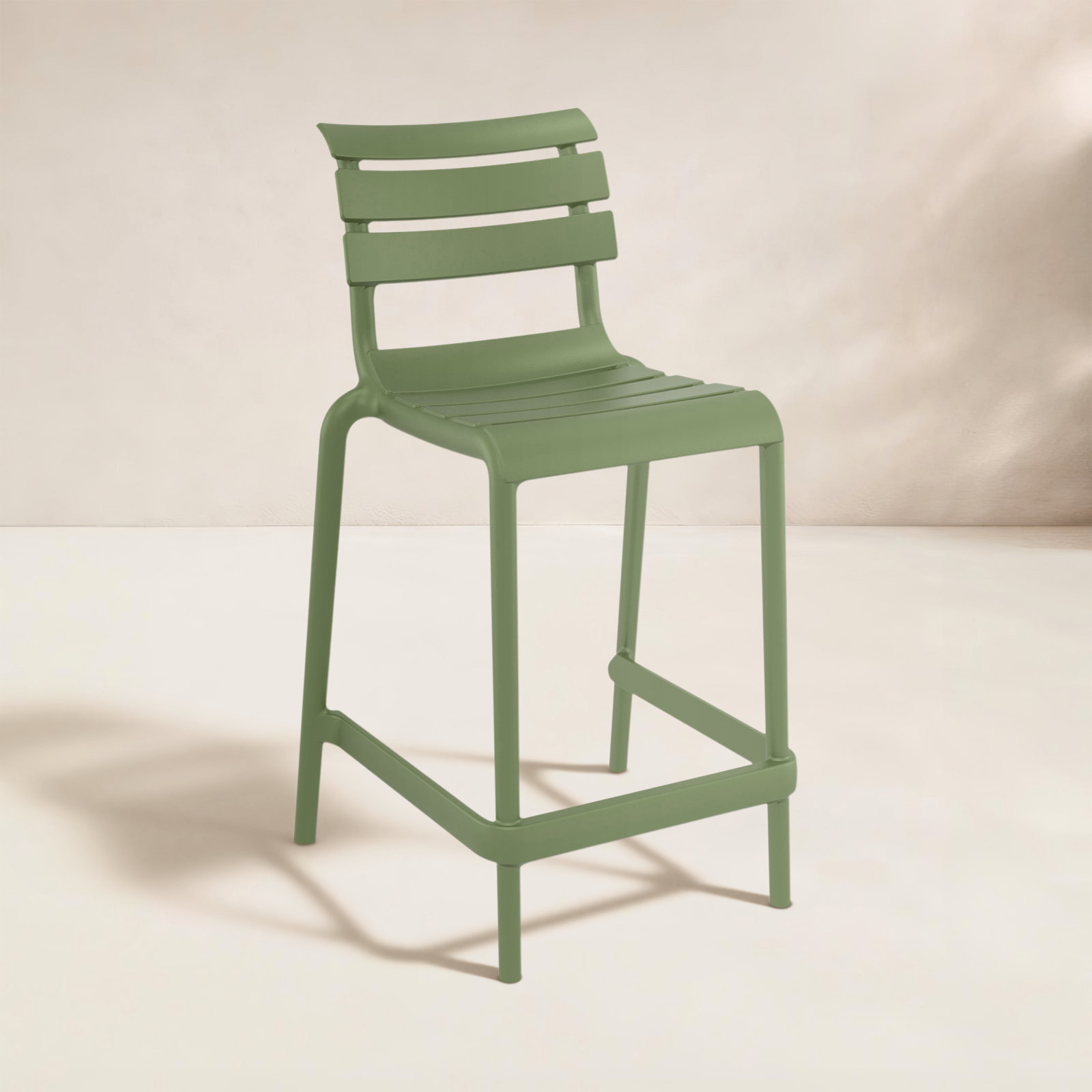 Ruta Patio Bar Stool, Olive Green, 25.60"