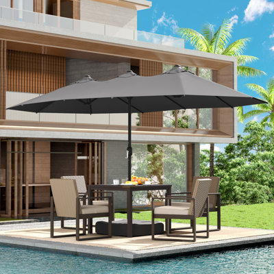 Parasol de marché rectangulaire avec base