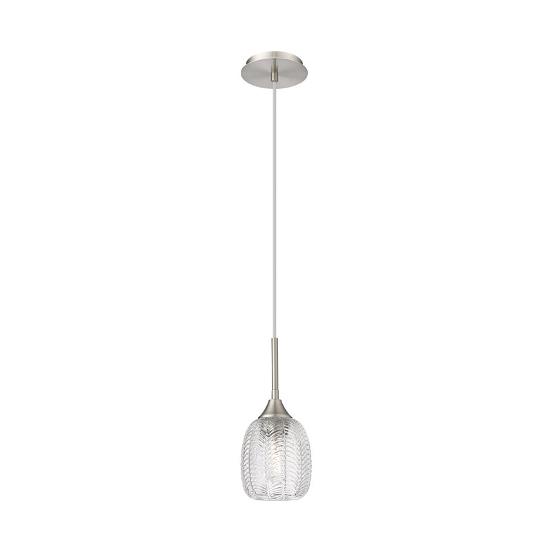 Luminaire suspendu à cordon 5,5 po 1 lumière Geramy, Nickel satiné