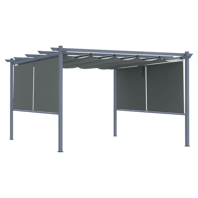Pergola en aluminium avec auvent Aoodor, Gris foncé, Bordure de jardin 13 pi