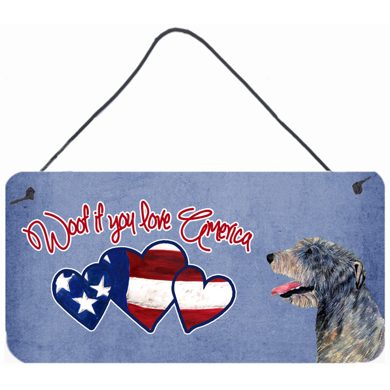 Woof si vous aimez l’amérique, impression sur plaque, Lévrier irlandais