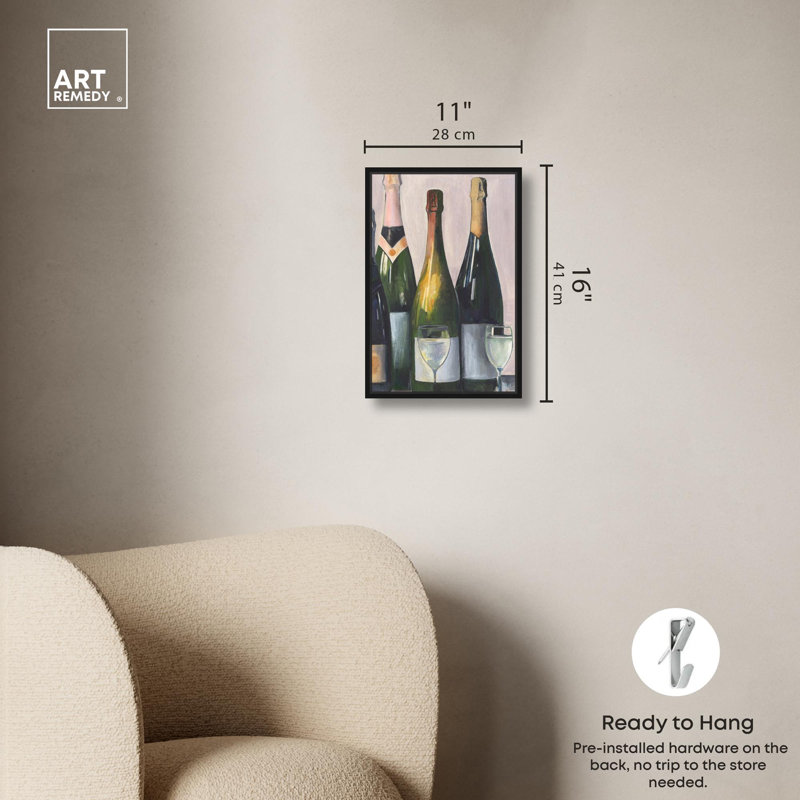 Art mural Mood Champagne II, Cadre noir, H 16 po x l 11 po