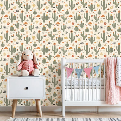 Papier peint auto-adhésif cactus d'été, cactus tropicaux, plantes grasses, plantes grasses, contact occidental, décoration murale auto-adhésive amovible pour armoires de cuisine de chambre à coucher, 24 po x 118 po