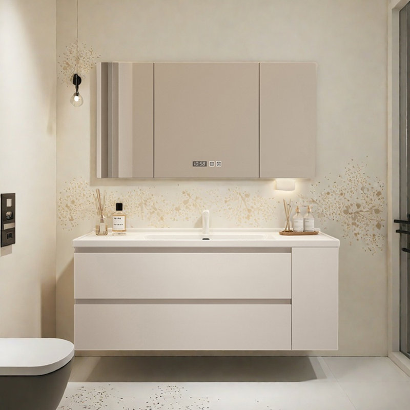 Modern simple cream style bathroom cabinet