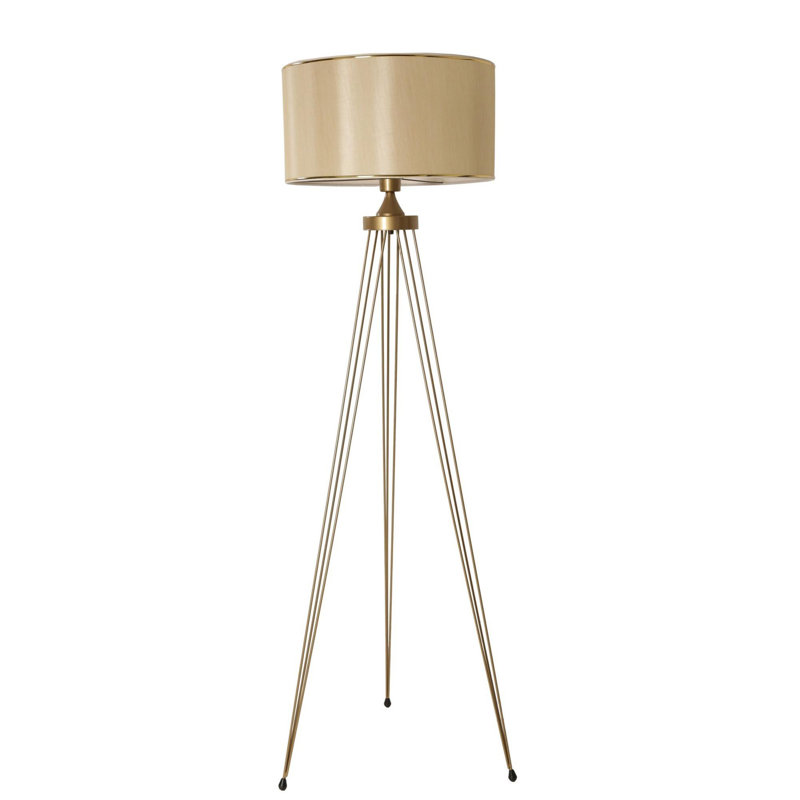 Luro Elegant Copper Floor Lamp, 61.0 inches Tall | 100% Metal Construction, Tumbled Coating, E 27 Socket (Max 60 W) | On/Off Switch Button on Cable | Perfect for Living Room, Bedroom & Office Decor