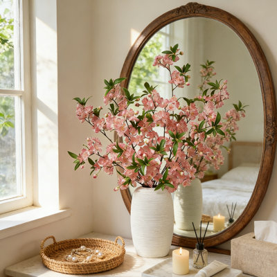 3 branches de fleurs de cerisier artificielles, 30 pouces de fleurs de cerisier en soie artificielle pour vase, décoration intérieure, décoration de fête de printemps, de Pâques et de Saint-Valentin (vase non inclus)