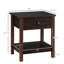 Table d'appoint brun foncé avec tiroirs et tablettes