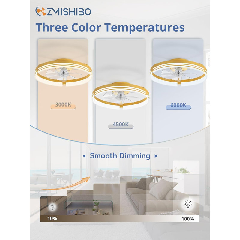 Flat Mounted Ceiling Fan With Light