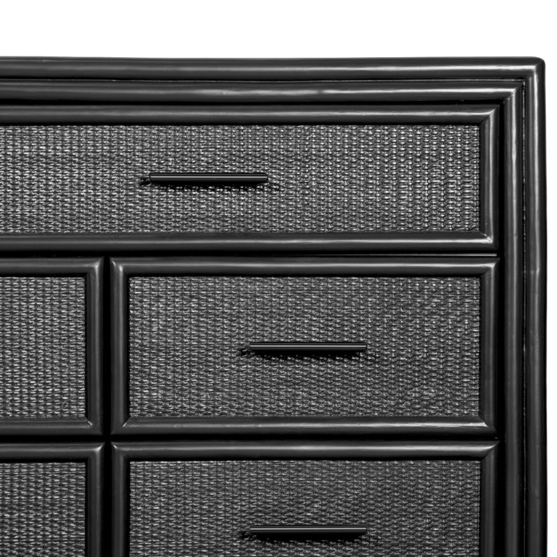 Commode double 8 tiroirs Aruba, Noir / Noir