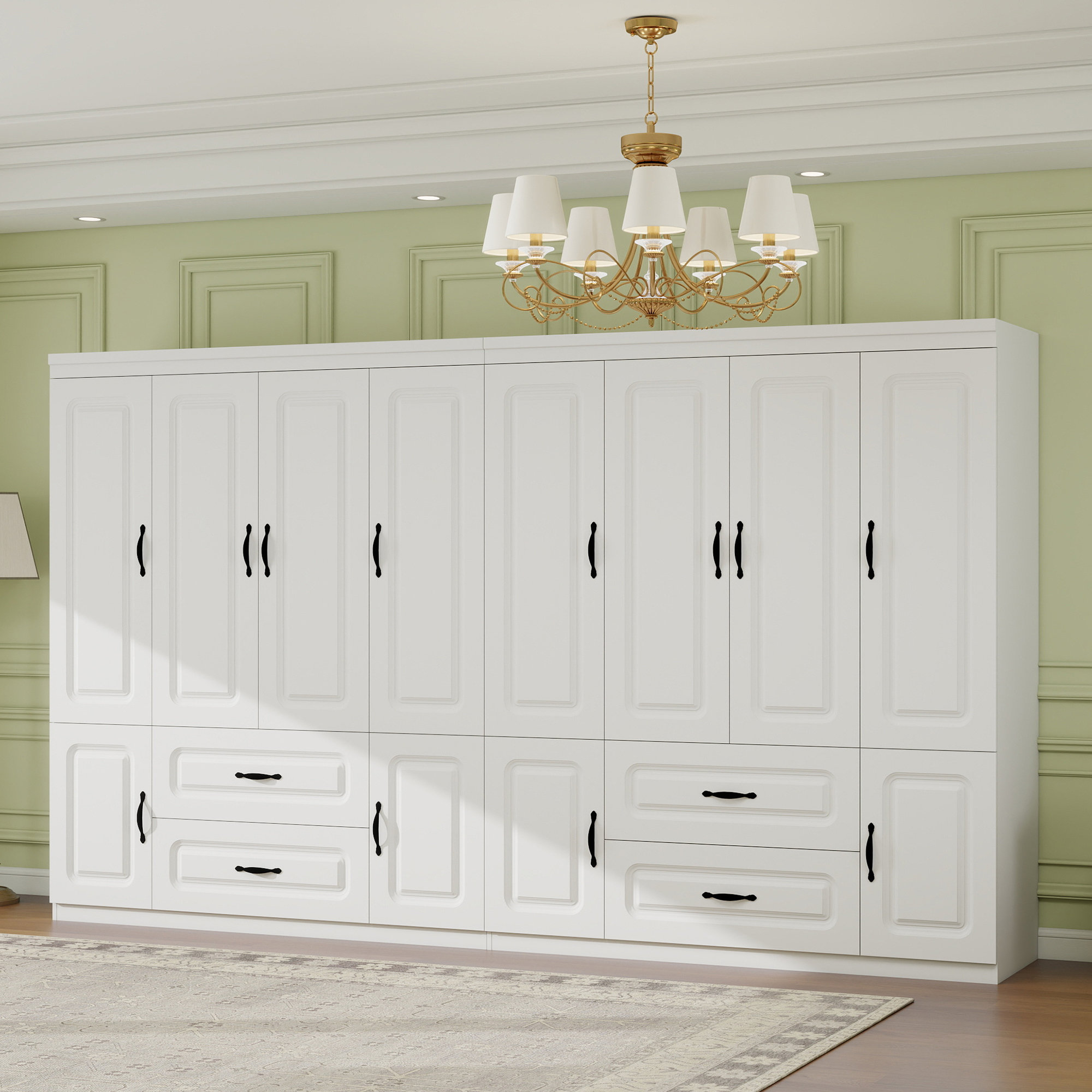 Red Barrel Studio Armoire Wardrobe Closet:Wardrobe Cabinet with 8 Doors