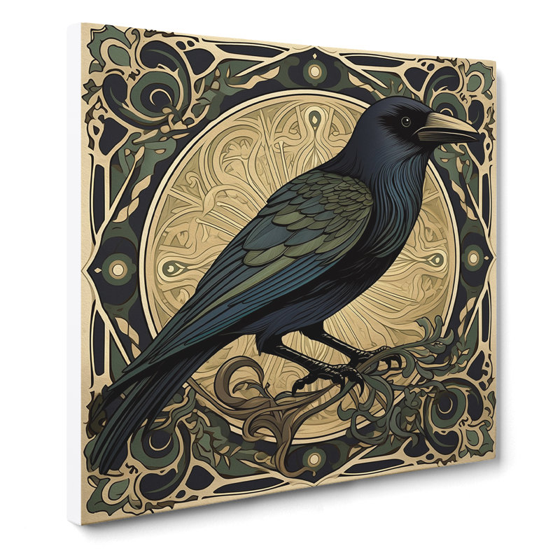 Crow Art Nouveau No.1 - Wrapped Canvas