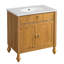 Meuble-lavabo de 30 po en noyer: lavabo en résine coquillage, rangement rabattable et portes à fermeture en douceur