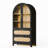 Modern Arched Storage Cabinet With Rattan Drawers And Glass Doors, 3-Tier Display Hutch With 2 Large Storage Drawers-40802744