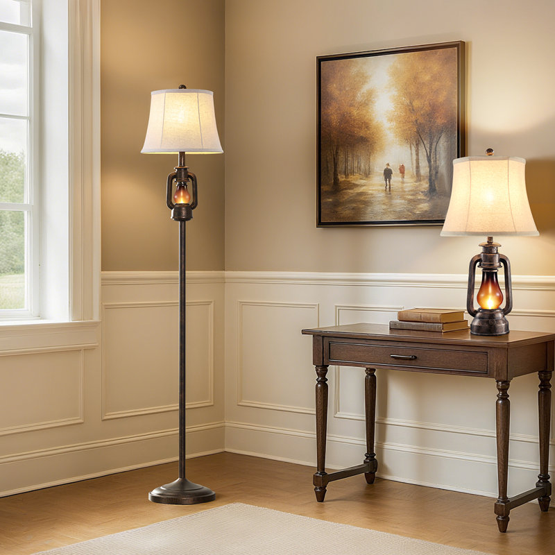 Ensemble de lampes de table en résine 25 po avec veilleuse et ports USB Louann