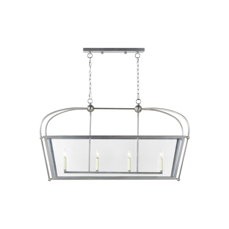 Luminaire suspendu rectangulaire à 4 lumières pour îlot de cuisine Arlowe, 60 W, non, Laiton satiné